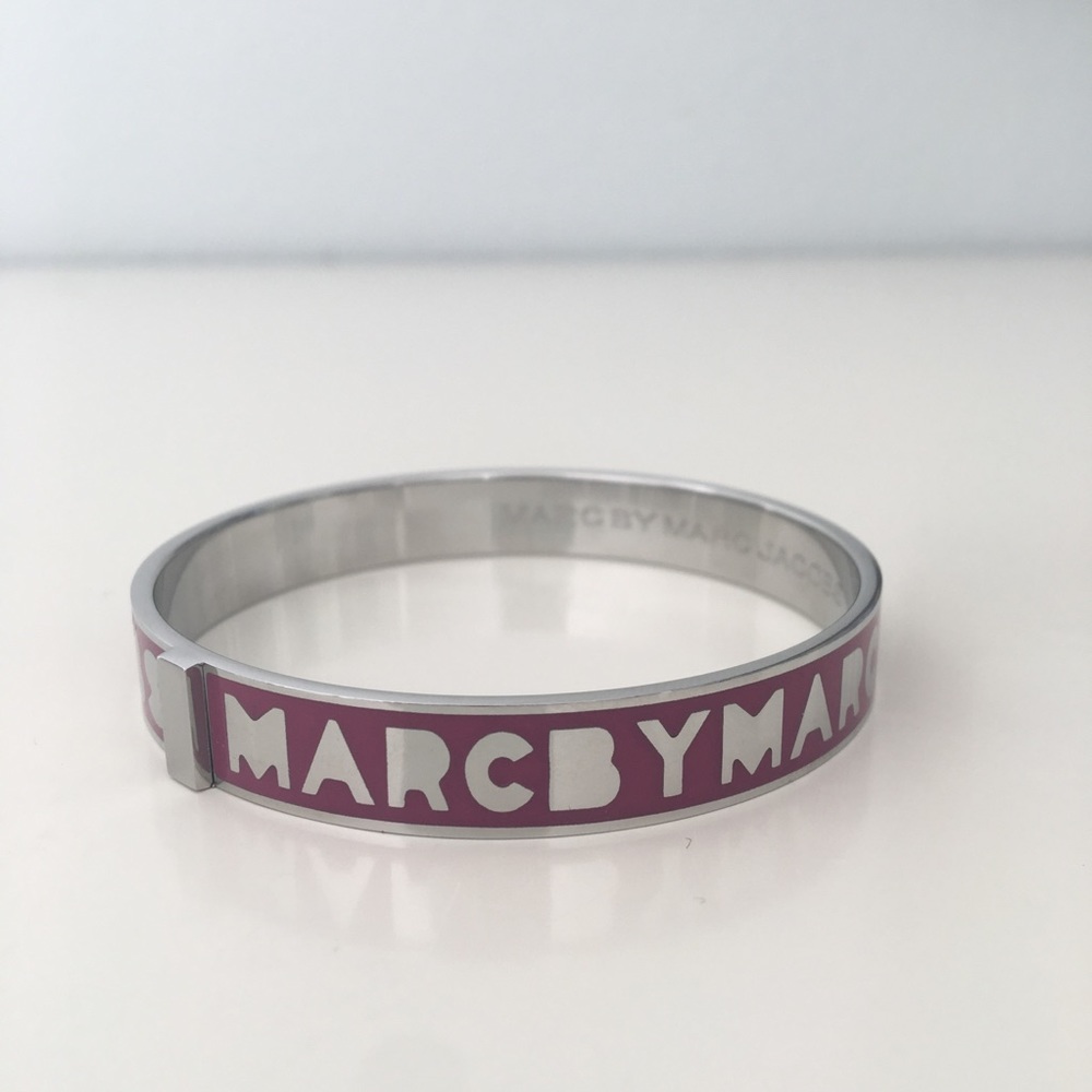 Women's Pink Enamel Logo Bangle Bracelet